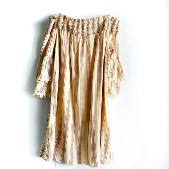 🆕 Altar’d State off the shoulder boho long sleeve dress striped size small NWT - Picture 1 of 11